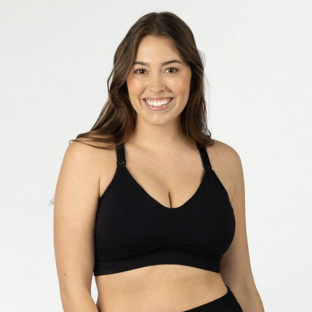 Women's Hands-Free Pumping & Nursing Racerback Bra - Black XXL-Busty